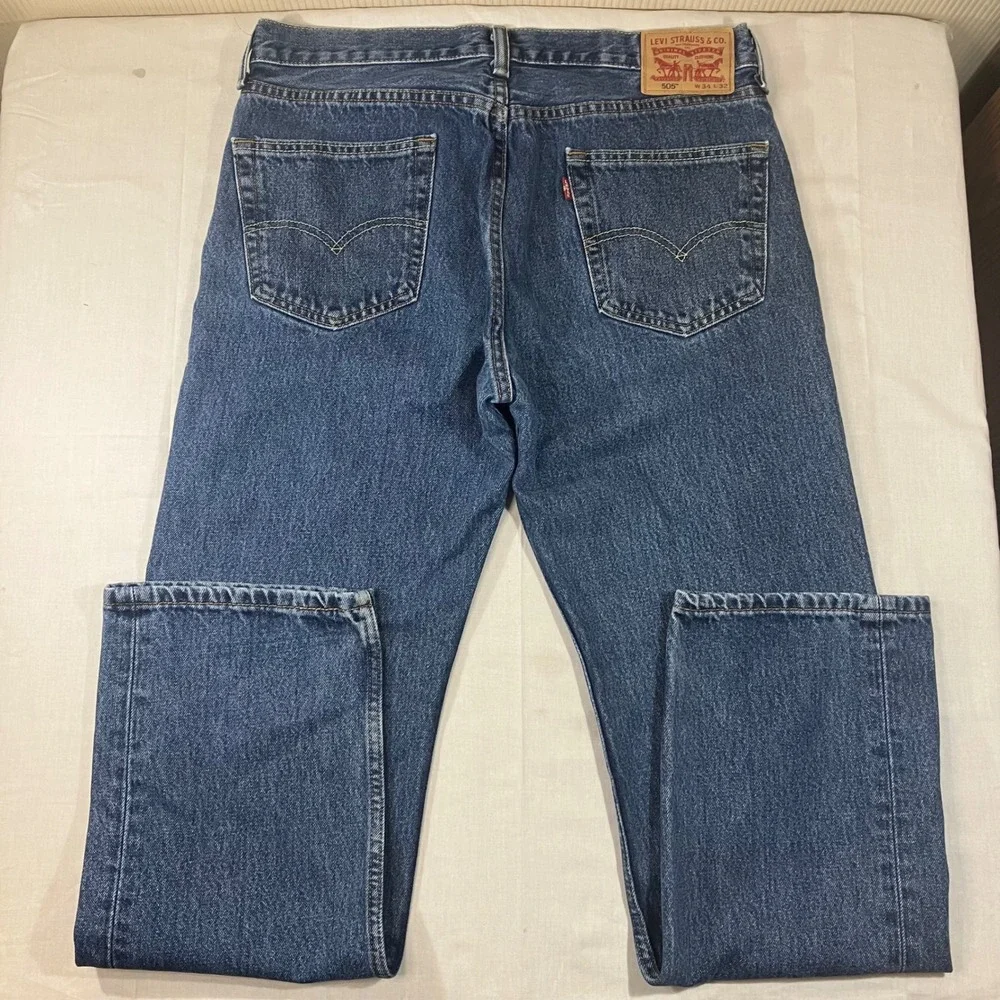 Levis 505 Regular Fit Straight Leg Mens Jeans Blue Medium Wash 34x32 00505-4886
